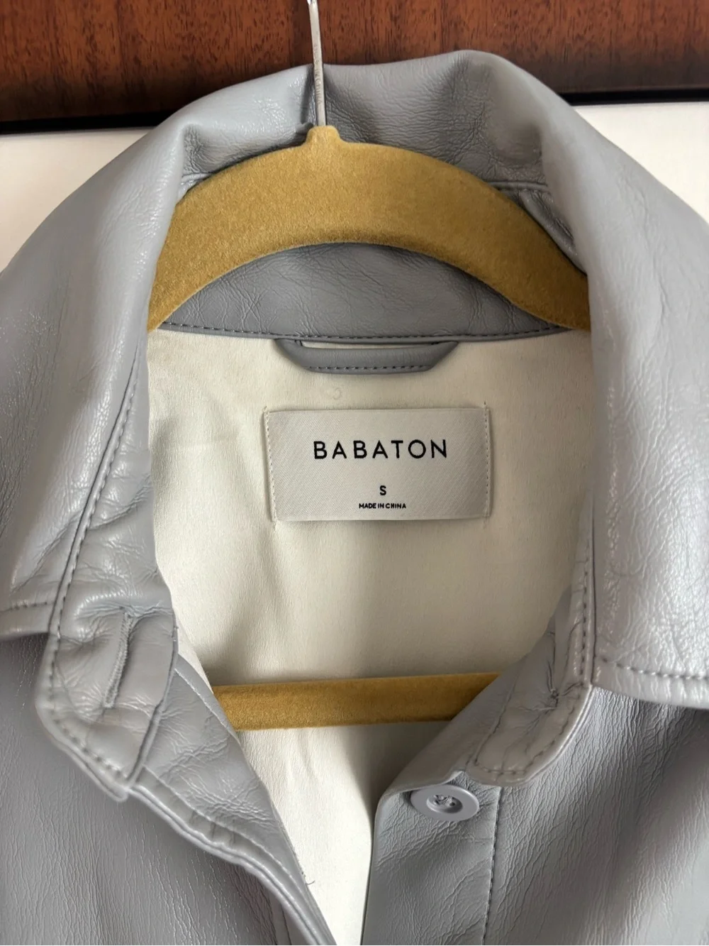 Babaton Pelli Vegan Leather Shirt Jacket -  Size: Small - Marble Gray